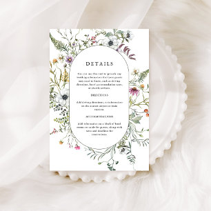 Carte D'accompagnement Fleur sauvage botanique Détails du Mariage