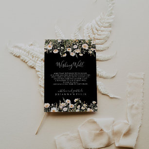 Carte D'accompagnement Fleur sauvage classique Black Mariage Wishing well
