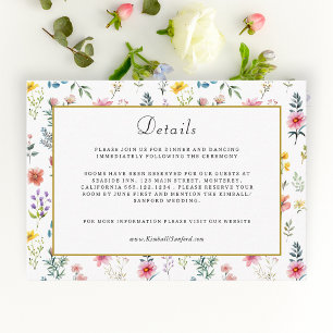 Carte D'accompagnement Fleur sauvage d'aquarelle Mariage d'été du printem