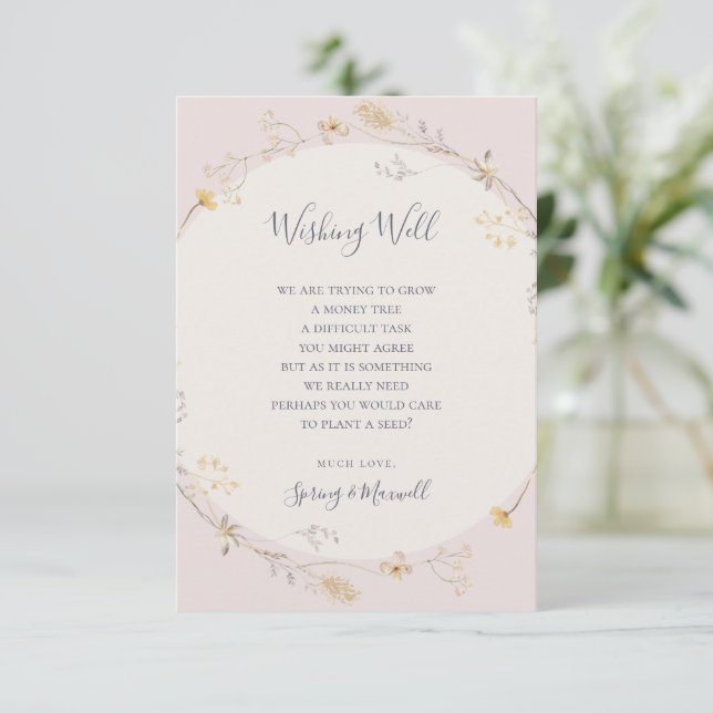 Carte D'accompagnement Fleur sauvage de printemps | Blush Mariage (Debout devant)