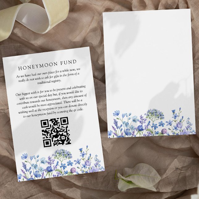 Carte D'accompagnement Fleur sauvage du fonds de lune de miel Périwinkle  (Honeymoon Fund enclosure card from my Lilac + Periwinkle Wildflower Wedding Collection)