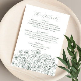Carte D'accompagnement Fleur sauvage Elegant Sage Green Détails du Mariag