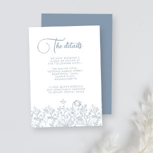 Carte D'accompagnement Fleur sauvage Floral Dusty Blue Détails du Mariage