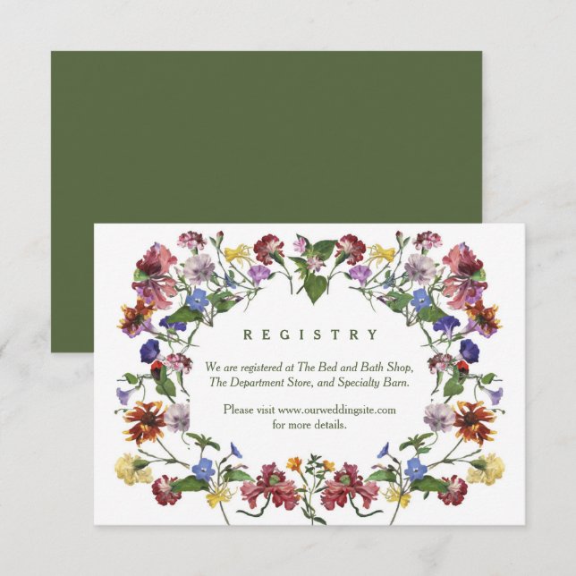 Carte D'accompagnement Fleur sauvage Frame Rustique Boho Mariage Réceptio (Devant / Derrière)