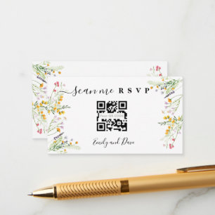 Carte D'accompagnement Fleur sauvage Mariage Site web insérer QR CODE