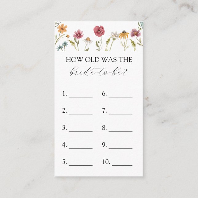 Carte D'accompagnement Fleur sauvage Quel âge a la mariée d'être une cart (Devant)