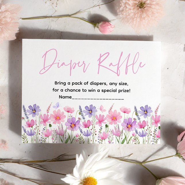 Carte D'accompagnement Fleur sauvage rose violet Baby shower Déchets Raff (Créateur téléchargé)