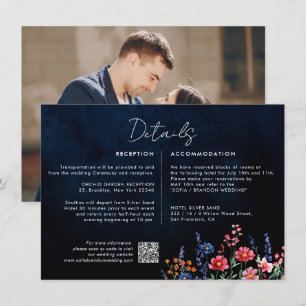Carte D'accompagnement Fleur sauvage Rustic Boho Floral Navy Détails du M