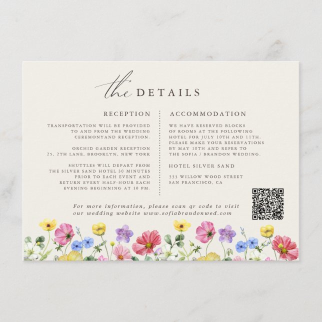 Carte D'accompagnement Fleur sauvage Rustic Chic Floral Mariage campagnar (Devant)