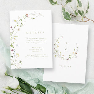 Carte D'accompagnement Fleur sauvage Sage Green Rustic Boho Détails du Ma