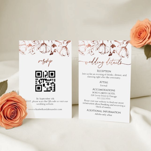 Carte D'accompagnement Fleur sauvage Spring Wedding Détails | RSVP | Code (Créateur téléchargé)