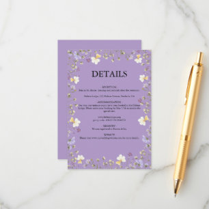 Carte D'accompagnement Fleur sauvage violet Mariage Floral été