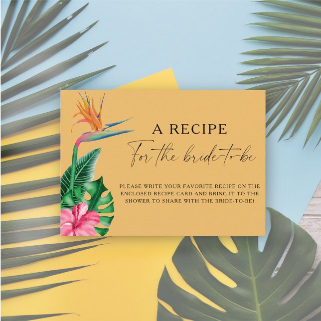 Carte D'accompagnement Fleur tropicale - Recette pour que la mariée soit (Créateur téléchargé)