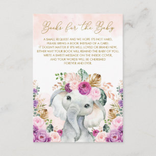 Carte D'accompagnement Fleur tropicale violette rose tendre Eléphant Appo