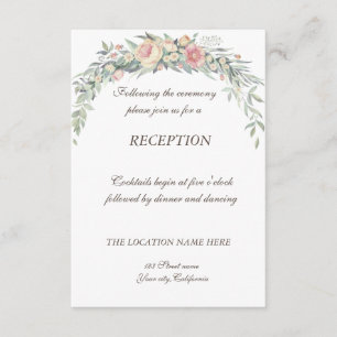 Carte D'accompagnement Fleurs aquarelles, Réception de mariage à pois
