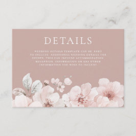Carte D'accompagnement Fleurs blanches et Mariage rose poussiéreux Détail