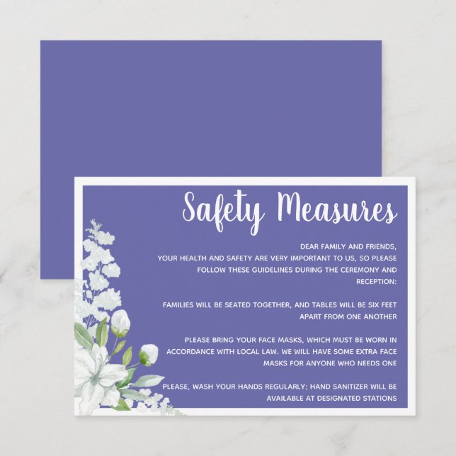 Carte D'accompagnement Fleurs blanches romantiques mesures de sécurité ma (Devant / Derrière)