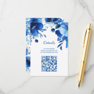 Carte D'accompagnement Fleurs Bleues Aquarelle Baby Shower Personnalisé Q