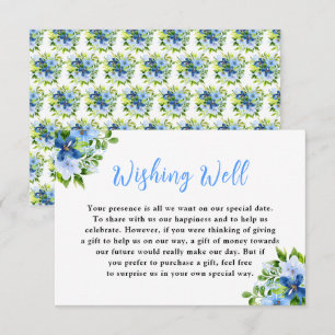 Carte D'accompagnement Fleurs bleues et bleues marine avec feuillage