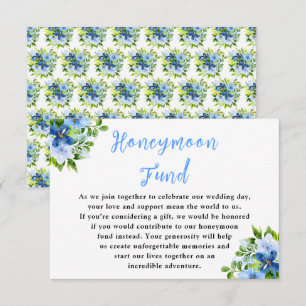 Carte D'accompagnement Fleurs bleues et navy avec feuillage