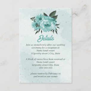 Carte D'accompagnement fleurs bleues mariage