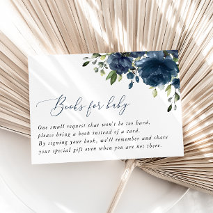 Carte D'accompagnement Fleurs Bleues Marine, Verdure, Boho, Livres Pour B