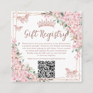 Carte D'accompagnement Fleurs de cerisier Rose Gold Cadeau QR Quinceanera
