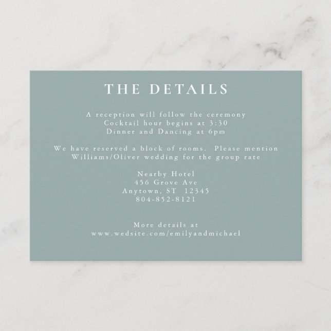 Carte D'accompagnement Fleurs de chalet romantiques Sage Bleu (Devant)