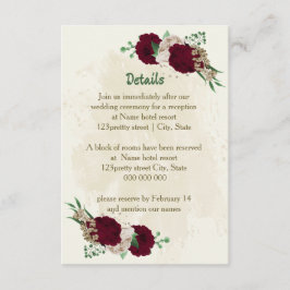 Carte D'accompagnement Fleurs de champagne bourguignonne détails mariage