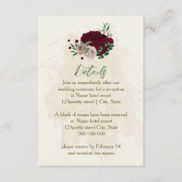 Carte D'accompagnement Fleurs de champagne bourguignonne détails mariage