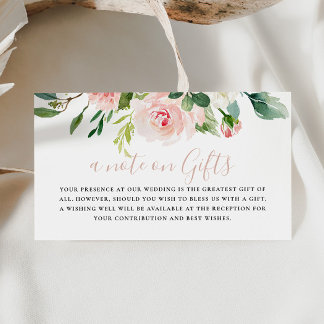 Carte D'accompagnement Fleurs de chute d'or rose Mariage Wishing well