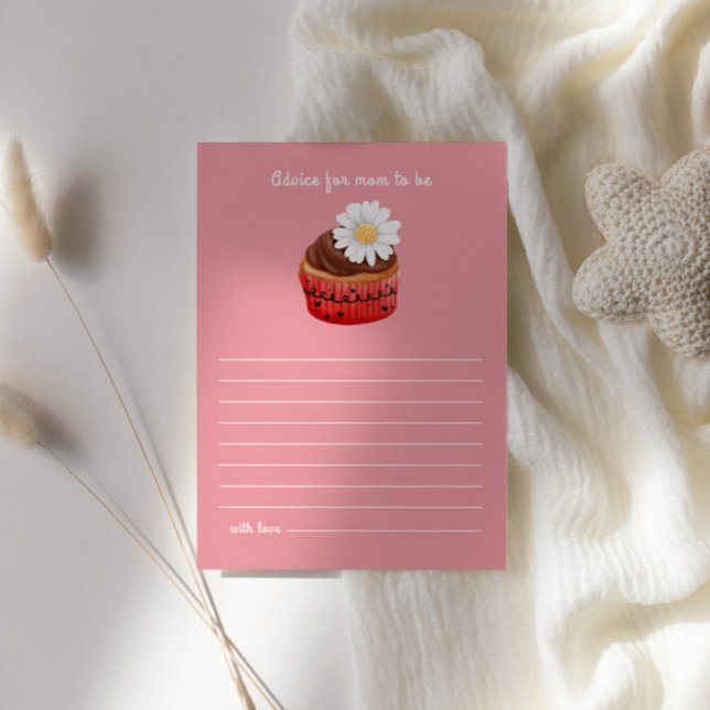 Carte D'accompagnement Fleurs De Cupcake Cute Conseils De Baby shower Pou (Créateur téléchargé)