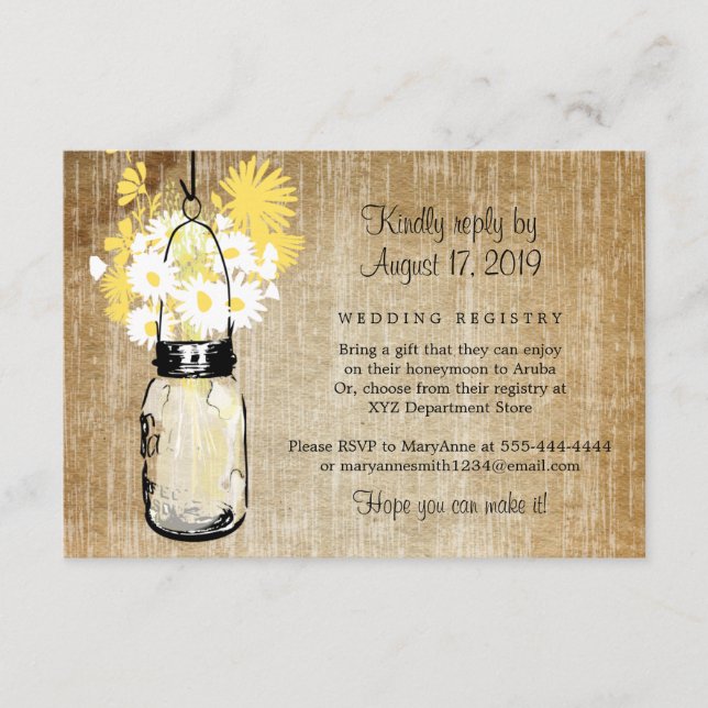 Carte D'accompagnement Fleurs de jar mason rustiques antiques et fleurs s (Devant)