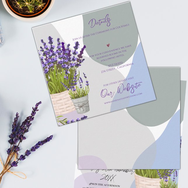 Carte D'accompagnement Fleurs de lavande Purple Floral Détails du Mariage (Lavender Flowers Purple Floral Wedding Details Enclosure Card)
