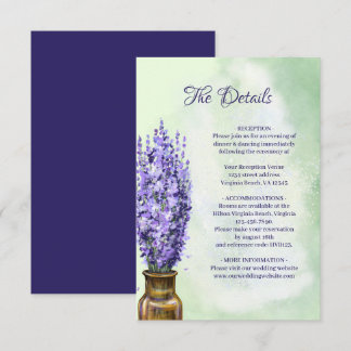 Carte D'accompagnement Fleurs de lavande Sage Green Floral Détails du Mar