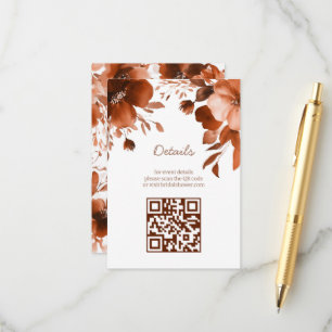 Carte D'accompagnement Fleurs de moka aquarelle douche de mariée QR perso