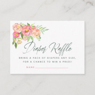 Carte D'accompagnement Fleurs de pivoine Baby shower Barreau Raffin