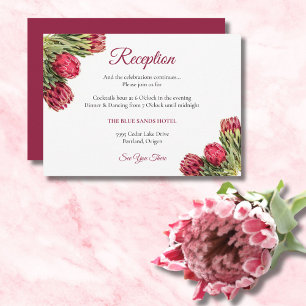 Carte D'accompagnement Fleurs de Protea Roi Tropical Mariage Sage Green