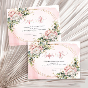 Carte D'accompagnement Fleurs de Rose Gold Eucalyptus Fille Bébé Ticket d