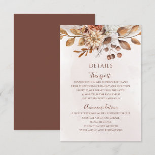 Carte D'accompagnement Fleurs de rouille en terre cuite Boho Détails du M