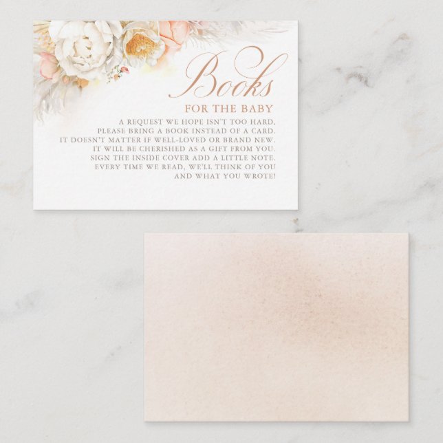 Carte D'accompagnement Fleurs Douces Élégantes Livres Pour Bébé (Devant / Derrière)