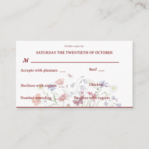 Carte D'accompagnement Fleurs Élégantes de Printemps Aquarelle Fleurs RSV