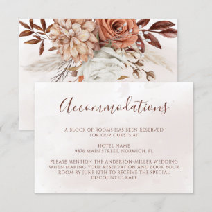 Carte D'accompagnement Fleurs en terre cuite Hébergement de mariage bohèm