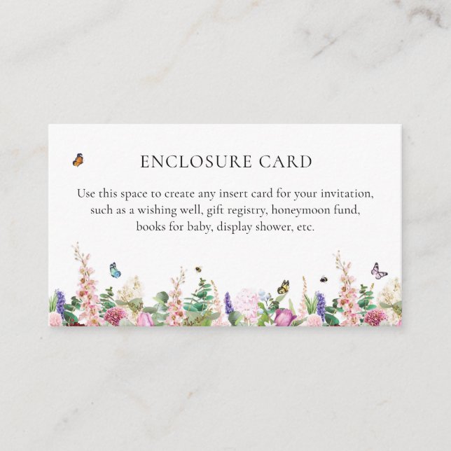 Carte D'accompagnement Fleurs et papillons violets roses | FÊTE DES MARIÉ (Devant)