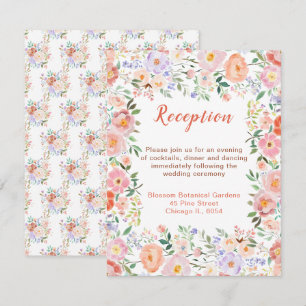 Carte D'accompagnement Fleurs florales printanières Réception de mariage