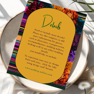 Carte D'accompagnement Fleurs mexicaines modernes détails jaune mariage