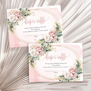 Carte D'accompagnement Fleurs Rose Poussiéreuses Eucalyptus Bébé Fille Ti