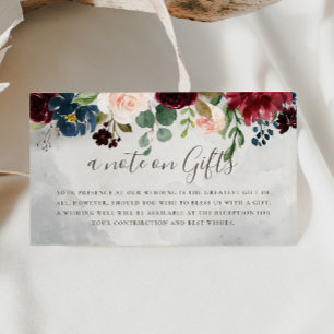 Carte D'accompagnement Fleurs Roses  chic Mariage bien vouloir