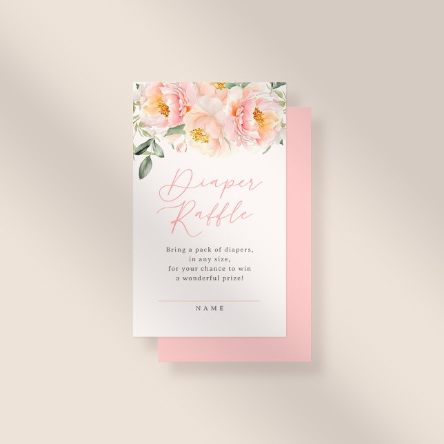 Carte D'accompagnement Fleurs roses douces Fille Baby shower Déchet Raffl (Créateur téléchargé)