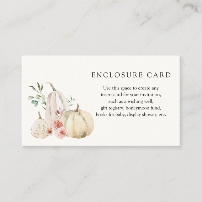 Carte D'accompagnement Fleurs roses et citrouilles personnalisées (Devant)
